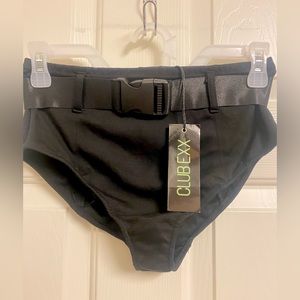 Black booty rave festival shorts bottoms with a clasp
